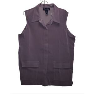 Denim & Co. Vintage Dark Lilac Sleeveless Vest – Sz L | Cottagecore Layering